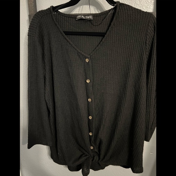 Kim & Cami Black Tie Front Blouse - Picture 3 of 7